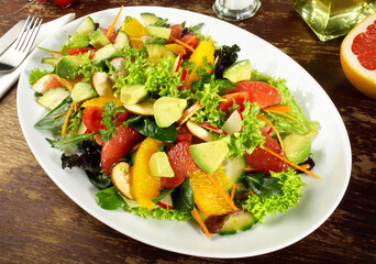 Mixed Salad with Fruits and Avocado