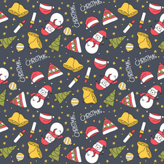 Cute Hand drawn Christmas Seamless Pattern