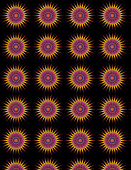 Fototapeta na wymiar seamless black purple and fuchsia sunrise flower pattern background design vector