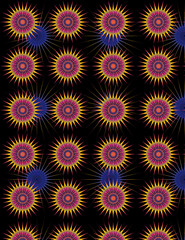 Fototapeta na wymiar seamless black purple blue and pink sunrise flower pattern background design vector