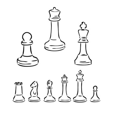 Premium Vector  Chess set hand draw vector
