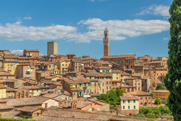 Vue sur la Torre del Mangia, à Sienne, Italie, depuis la Basilica di San Domenico