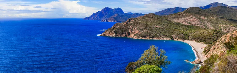 Poster Corsica, France. scenic western part Gulf of Porto. fnational park Calanques della Piana, famous with wild scenery and red rocks © Freesurf