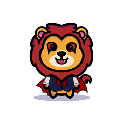 Art illustration symbol mascot character animal design kawaii lion costume equipment of vampire dracula