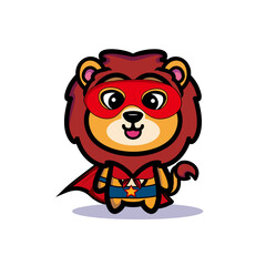 Art illustration symbol mascot character animal design kawaii lion costume equipment of super heroes