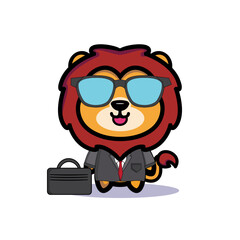 Art illustration symbol mascot character animal design kawaii lion costume equipment of businessman