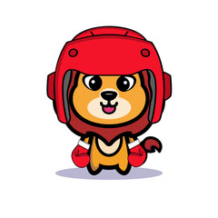Art illustration symbol mascot character animal design kawaii lion costume equipment of boxer
