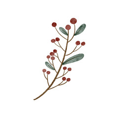 Christmas Leaves Watercolor Clipart