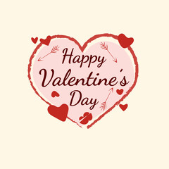 Valentine's day vector illustration with   hearts and lettering.