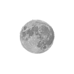 Big full moon with a white background and lunar craters can be seen