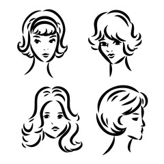 Vintage vector people set. fashion style set. Group of retro woman and man. style, sketch style, engravings with people