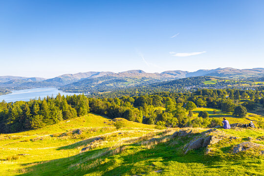 Aerial view of Windermere in Lake District, a region and national park in Cumbria in northwest England © Alexey Fedorenko