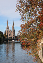 Fototapeta na wymiar St. Paul's Church in Strasbourg France and the navigable Canal