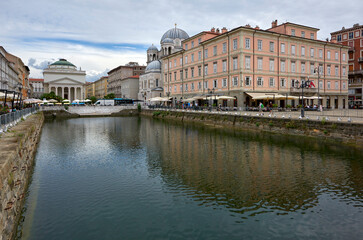 On the canal in Trieste city center, Italy