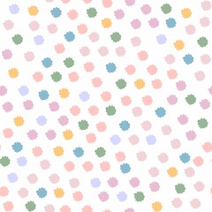 Dotted colorful seamless pattern. Abstract raster polka dot print.Bright pastel rounds on white background. Random Spot Confetti. Rainbow happy color background.