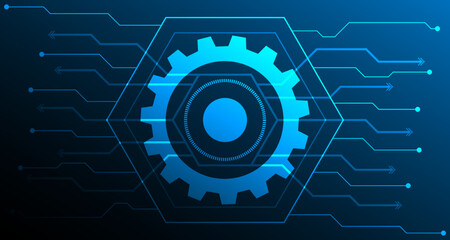 Future Abstract gear pattern with hexagon geometry technology digital. Space for gear text EP.7