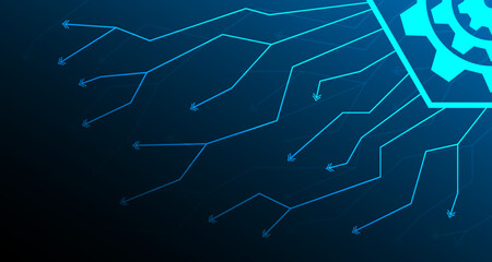 Future Abstract gear pattern with hexagon geometry technology digital. Space for gear text EP.8