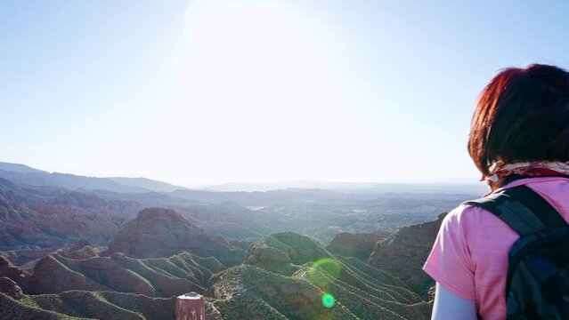 landform of danxia in gansu in sunny sky