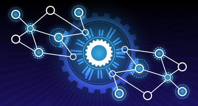 Vector illustration gear abstract technology of science background. Futuristic interface with geometric shapes. EP.5