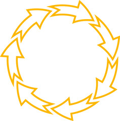 Contour circle arrows set vector illustration. Collection of blue and orange circular arrows, reuse or motion pictograms and reload or refresh icons for presentation, website or infographics