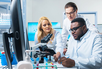 Professional Doctors Doing Monkeypox Research in a Modern Futuristic Laboratory. Lab Experiments in Clinic Hospital. Science and Medicine Concept.