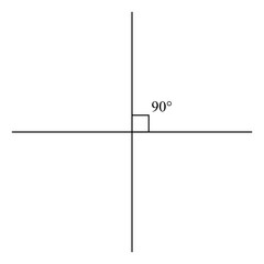 Perpendicular lines in elementary geometry in mathematics. vector illustration isolated on white background.