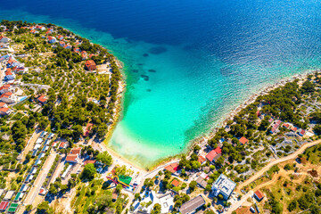 Slanice beach on Murter island aerial view