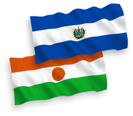 Flags of Republic of the Niger and Republic of El Salvador on a white background