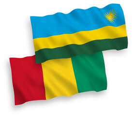 Flags of Republic of Rwanda and Guinea on a white background