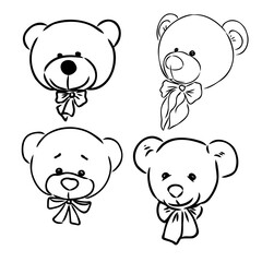 Bear doll icon outline flat design vector. Teddy bear icon outline