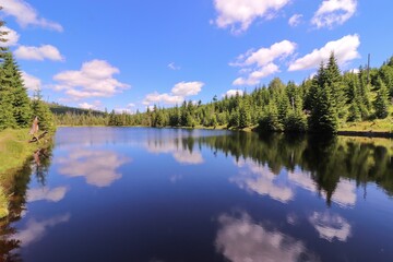 The beautiful lake in the middle of forest at Reschbachklause, Germany