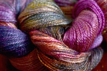 Close up of silk and Alpaca wool yarn