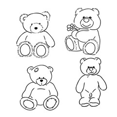 Bear doll icon outline flat design vector. Teddy bear icon outline