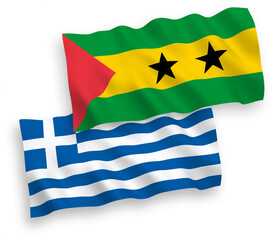 Flags of Greece and Saint Thomas and Prince on a white background