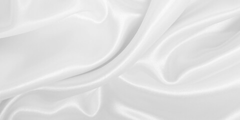 Smooth elegant white silk or satin luxury cloth texture as wedding background. Luxurious background...