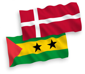 Flags of Denmark and Saint Thomas and Prince on a white background