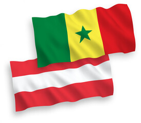 Flags of Austria and Republic of Senegal on a white background