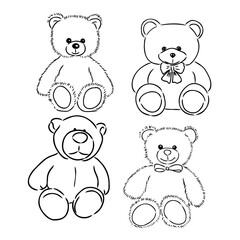 Bear doll icon outline flat design vector. Teddy bear icon outline