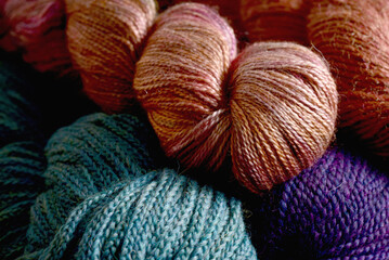 Skeins of Alpaca wool and silk yarn