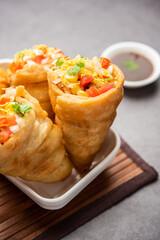 Kutchi Cone Chaat is a popular party appetizer snack from India