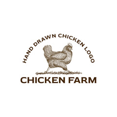 Fototapeta na wymiar vintage hand drawn chicken logo