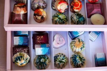 Chocolate colorful variety in a box