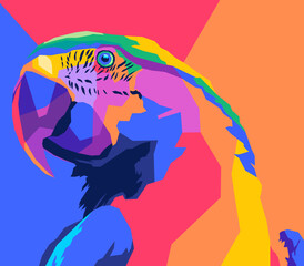 Beautiful parrot pop art style