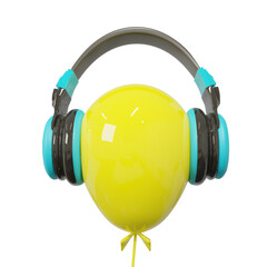 Baloon with headphone 3d icon rendering