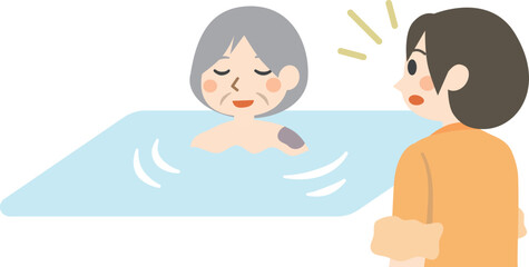 高齢者の入浴時にあざを発見する介護士