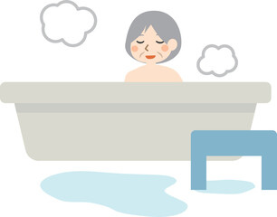 お風呂に入る高齢者