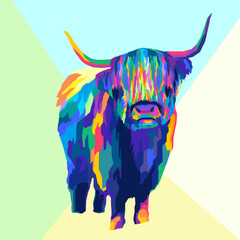 Highland cattle pop art
