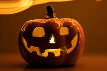 Calabaza de Halloween con fuego