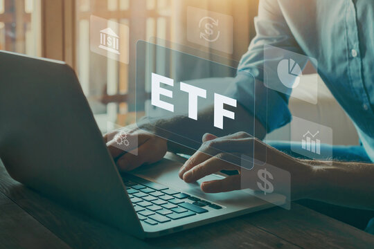 ETF, investment concept on virtual screen, Exchange-traded fund