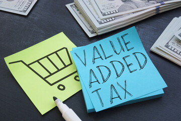 Value-Added Tax VAT is shown using the text - obrazy, fototapety, plakaty
